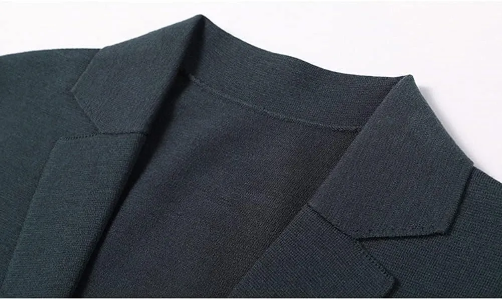 Mens Notched Lapel Cotton Cardigan Sweater Two Button Closure Knitwear
