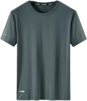 Men's Plus Size Quick Dry Sport T Shirt Short Sleeves Crew Neck Slim Fit Stretchy Tee Shirts