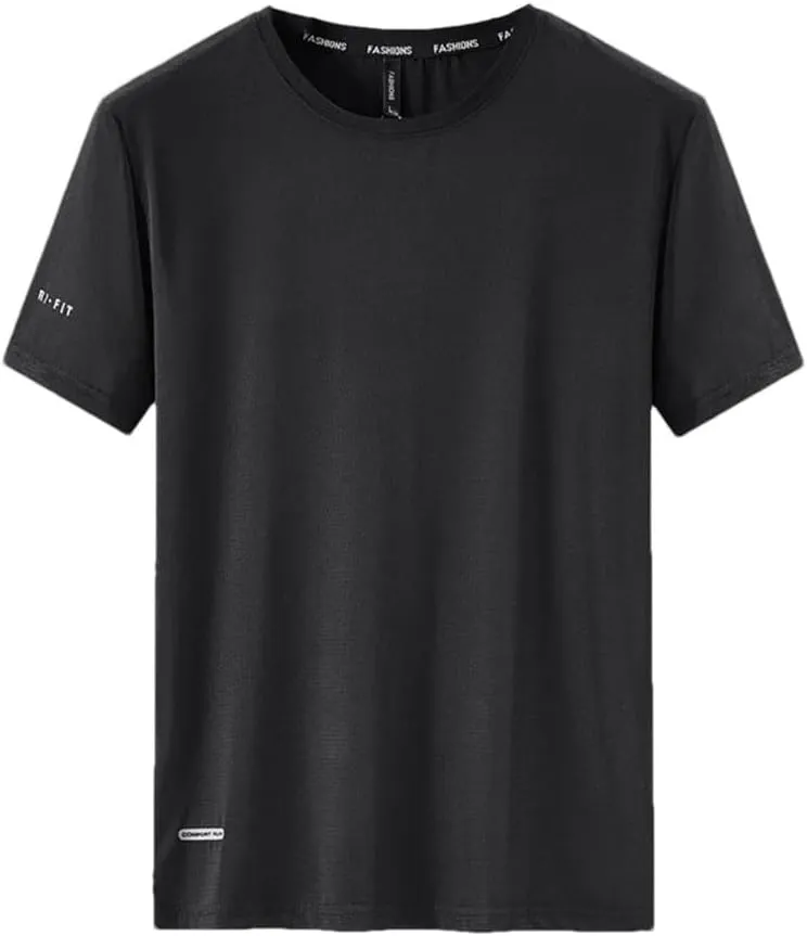 Men's Plus Size Quick Dry Sport T Shirt Short Sleeves Crew Neck Slim Fit Stretchy Tee Shirts