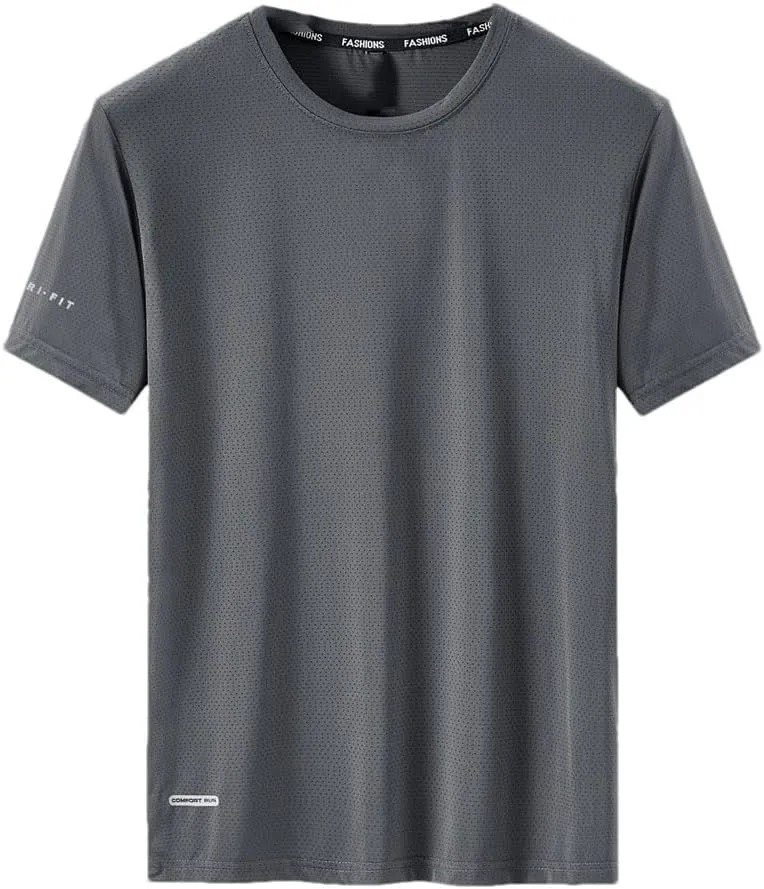 Men's Plus Size Quick Dry Sport T Shirt Short Sleeves Crew Neck Slim Fit Stretchy Tee Shirts