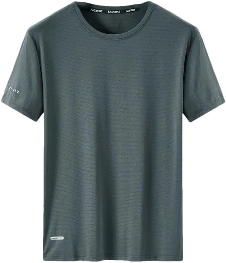 Men's Plus Size Quick Dry Sport T Shirt Short Sleeves Crew Neck Slim Fit Stretchy Tee Shirts