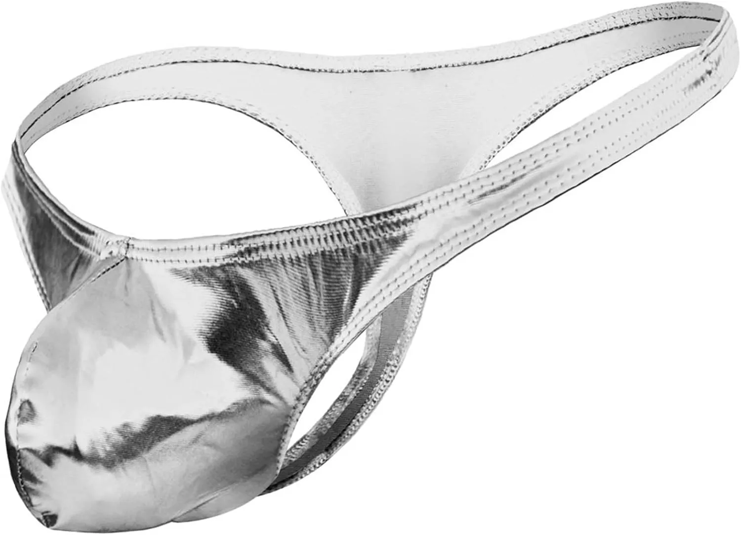 Men's PU Leather Thong Faux Leather Bikini Underwear Shiny G String Thongs Sexy Jockstrap Pouch Underwear