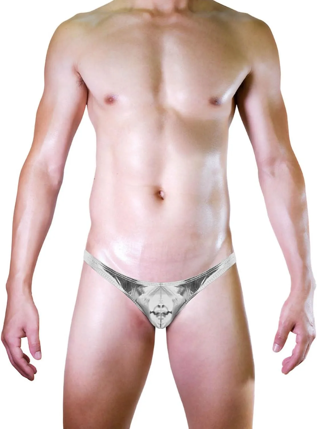 Men's PU Leather Thong Faux Leather Bikini Underwear Shiny G String Thongs Sexy Jockstrap Pouch Underwear