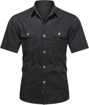 Men's Quick-Dry Cargo Shirt, Lapel Breathable Outdoor Hiking