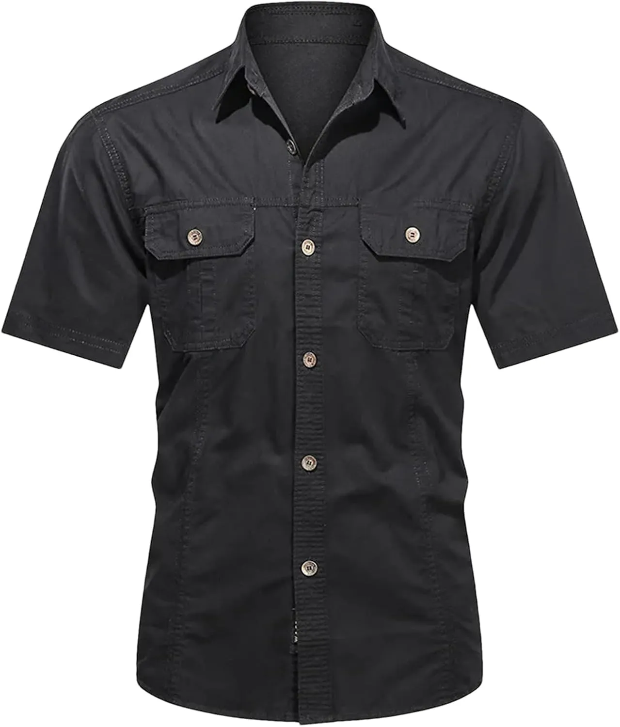 Men's Quick-Dry Cargo Shirt, Lapel Breathable Outdoor Hiking
