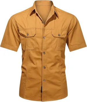 Men's Quick-Dry Cargo Shirt, Lapel Breathable Outdoor Hiking