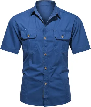 Men's Quick-Dry Cargo Shirt, Lapel Breathable Outdoor Hiking