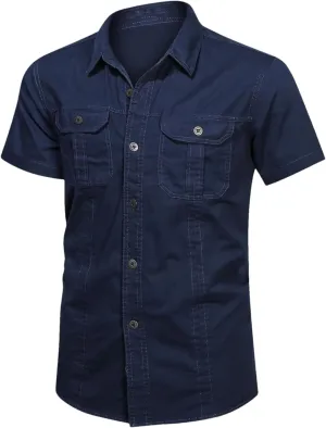 Men's Quick-Dry Cargo Shirt, Lapel Breathable Outdoor Hiking