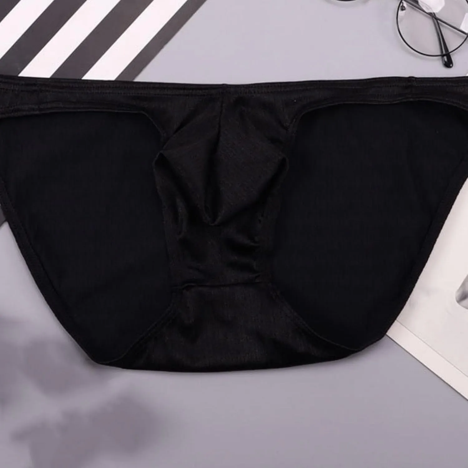Men's Sexy Briefs Ice Silk Glossy Underwear Elephant Panties Low Waist Hot Male Pouch Underpants