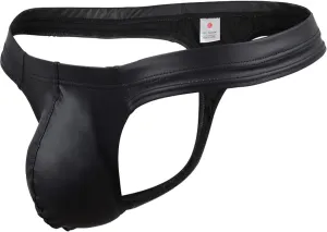 Mens Sexy Exotic G-Strings Thongs Elastic Pu Leather Lingerie Jockstraps Hip Lift Low Rise Y-Back Underwear Panties