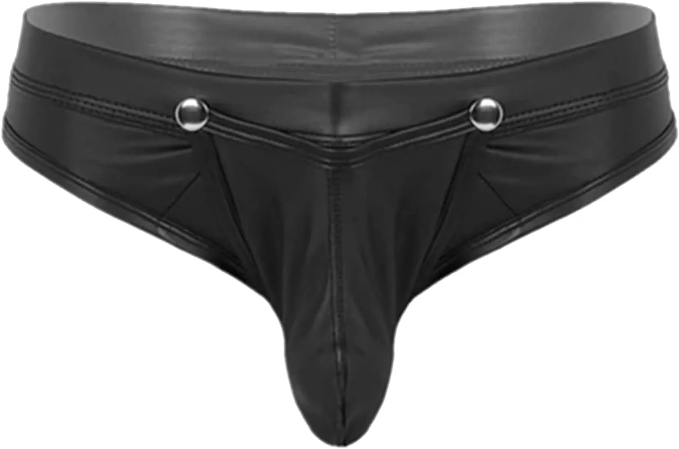 Men's Sexy Faux Leather T-Back Thongs G-String Low Waist Soft Erotic Underwear Removable Pouch Funny Lingerie Trunks