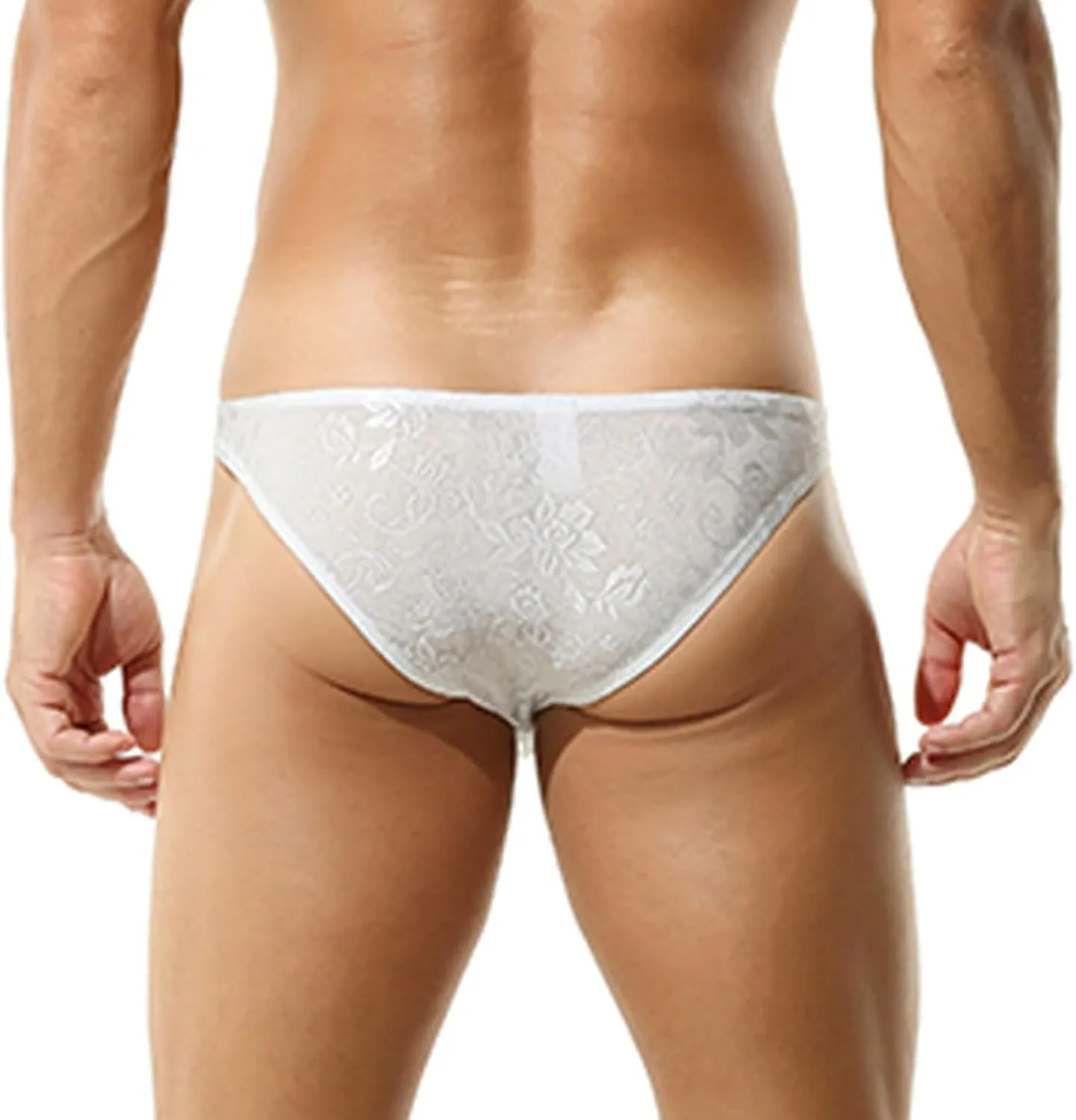 Men's Sexy Fishnet Underwear Low Rise See Through Breathable Erotic Lace Briefs Underpants
