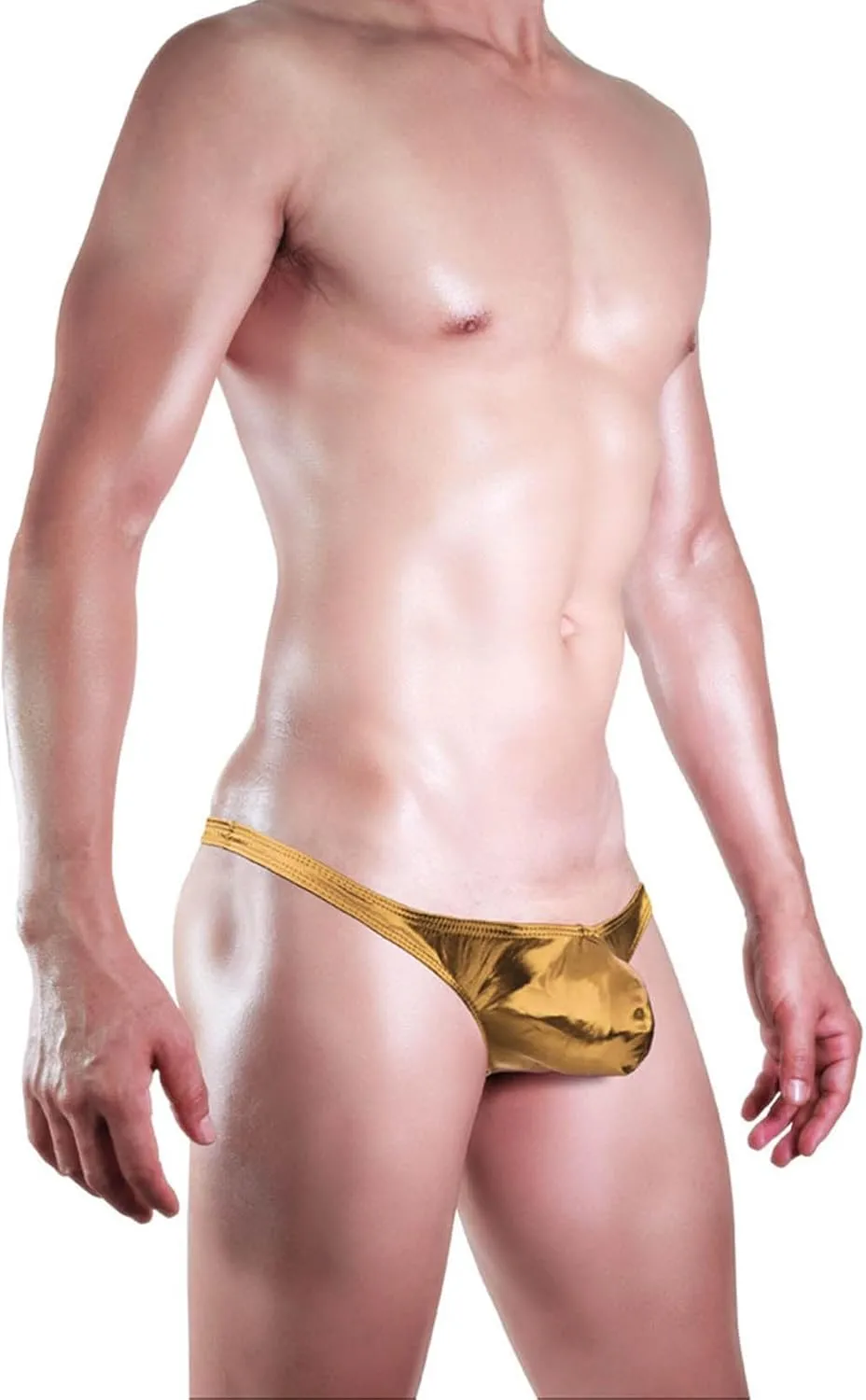 Mens Sexy G-String Thongs PU Leather Bulge Pouch Underpants Hip Lift Thongs Cut out Low Waist Briefs Bikini Lingeries