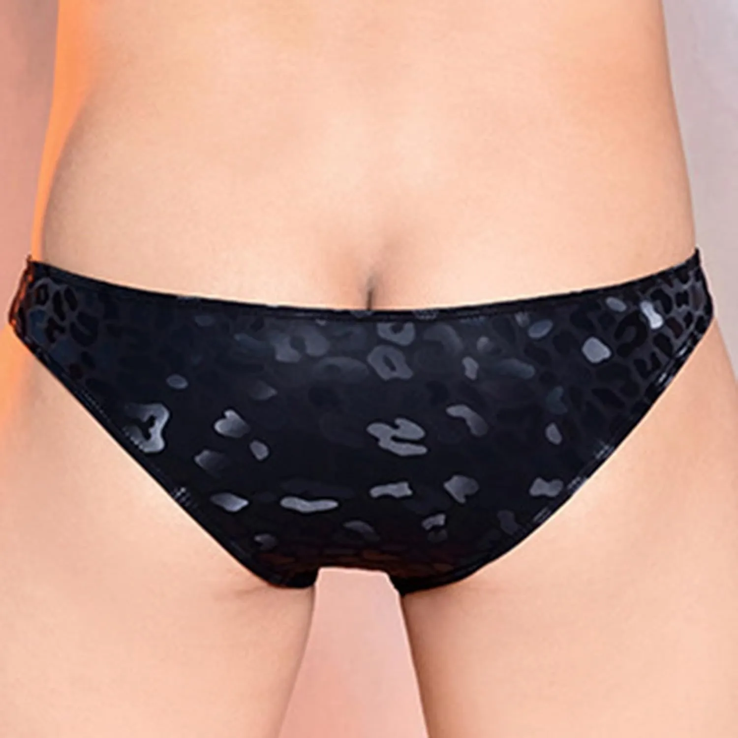 Mens Sexy G-String Thongs PU Leather Low Waist Underwears button crotch Seamless Bulge Pouch Briefs Lingerie Underpant