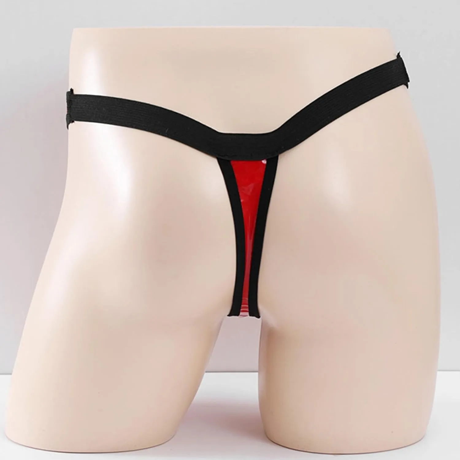 Men's Sexy G-Strings Thongs Lingerie Gay Pu Leather Jockstraps With Zipper Elastic Bulge Enhancement Bikini Briefs