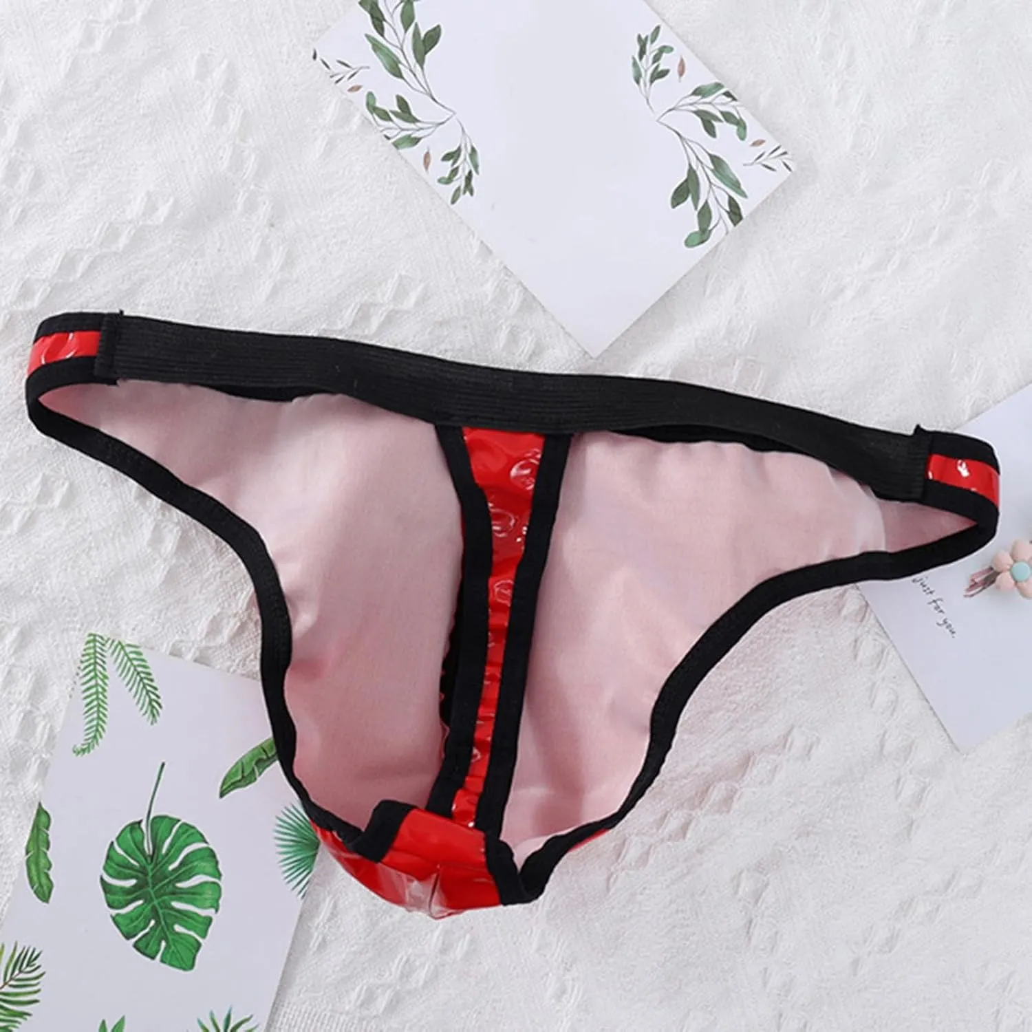 Men's Sexy G-Strings Thongs Lingerie Gay Pu Leather Jockstraps With Zipper Elastic Bulge Enhancement Bikini Briefs