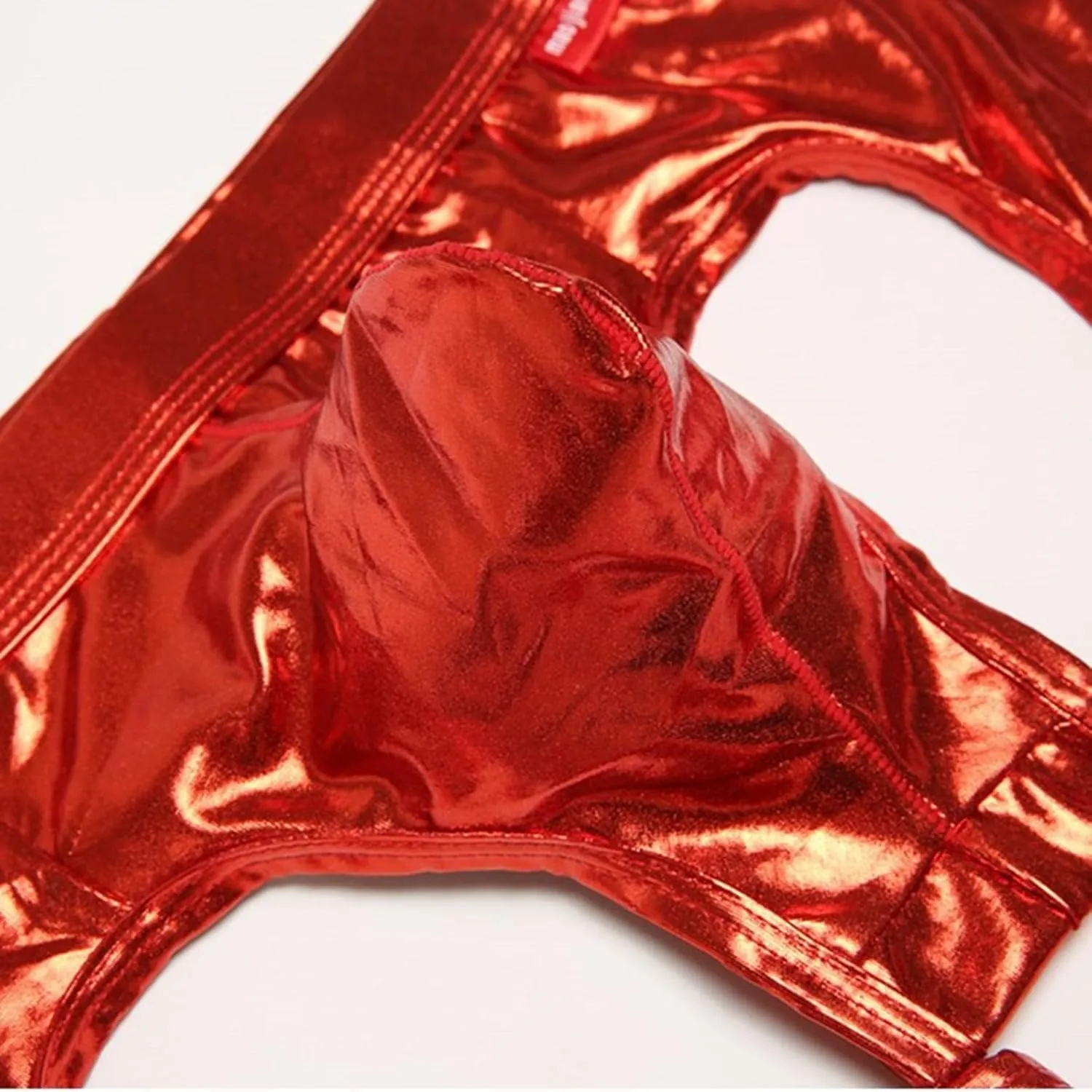 Men's Sexy Soft Boxer Briefs With Open Crotch Elastic Cutout Underwear Shorts Wet Look Patent Leather Bulge Enhancer