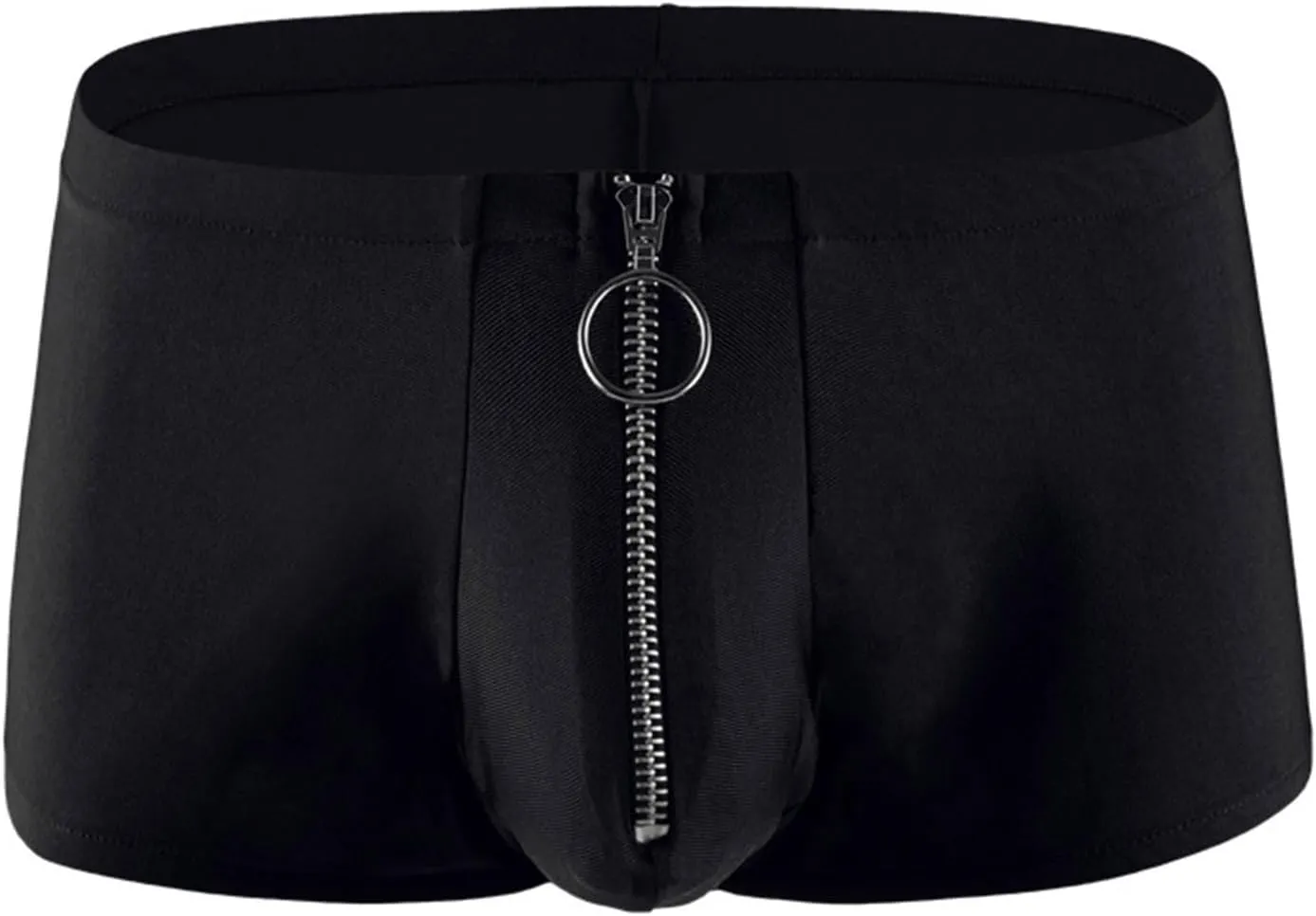 Men's Sexy Underwear Zipper Boxer Briefs with Pouch Low Rise Open Front Panties See Through Stretch Short Lingerie Y2K