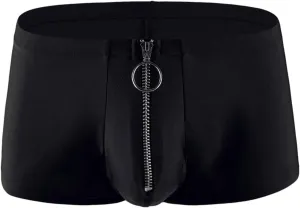 Men's Sexy Underwear Zipper Boxer Briefs with Pouch Low Rise Open Front Panties See Through Stretch Short Lingerie Y2K