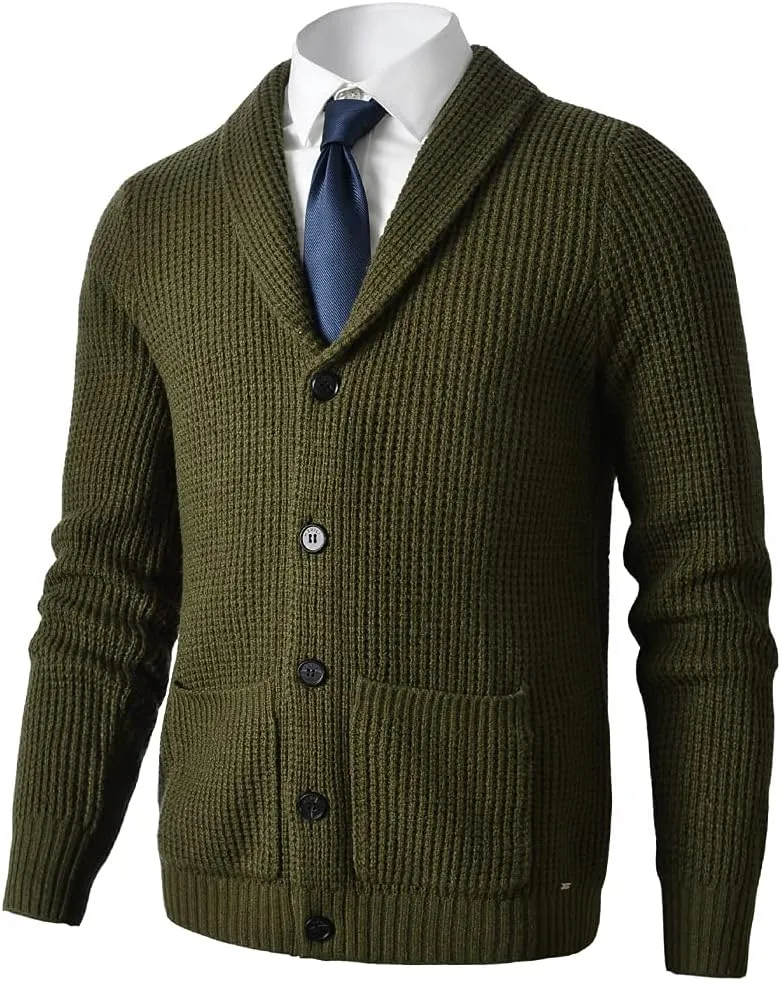 Men's Shawl Collar Cardigan Sweater - Cable Knit, Button-Up, Merino Wool - A Modern Classic That Never Goes Out of Style