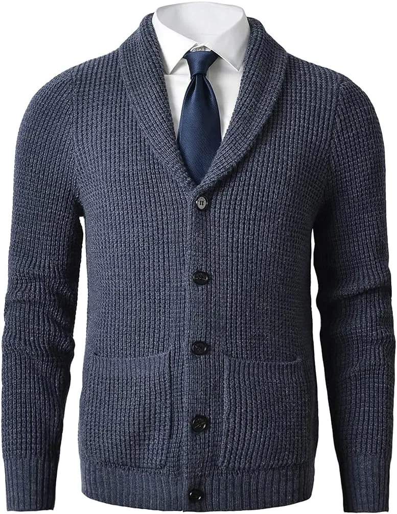 Men's Shawl Collar Cardigan Sweater - Cable Knit, Button-Up, Merino Wool - A Modern Classic That Never Goes Out of Style
