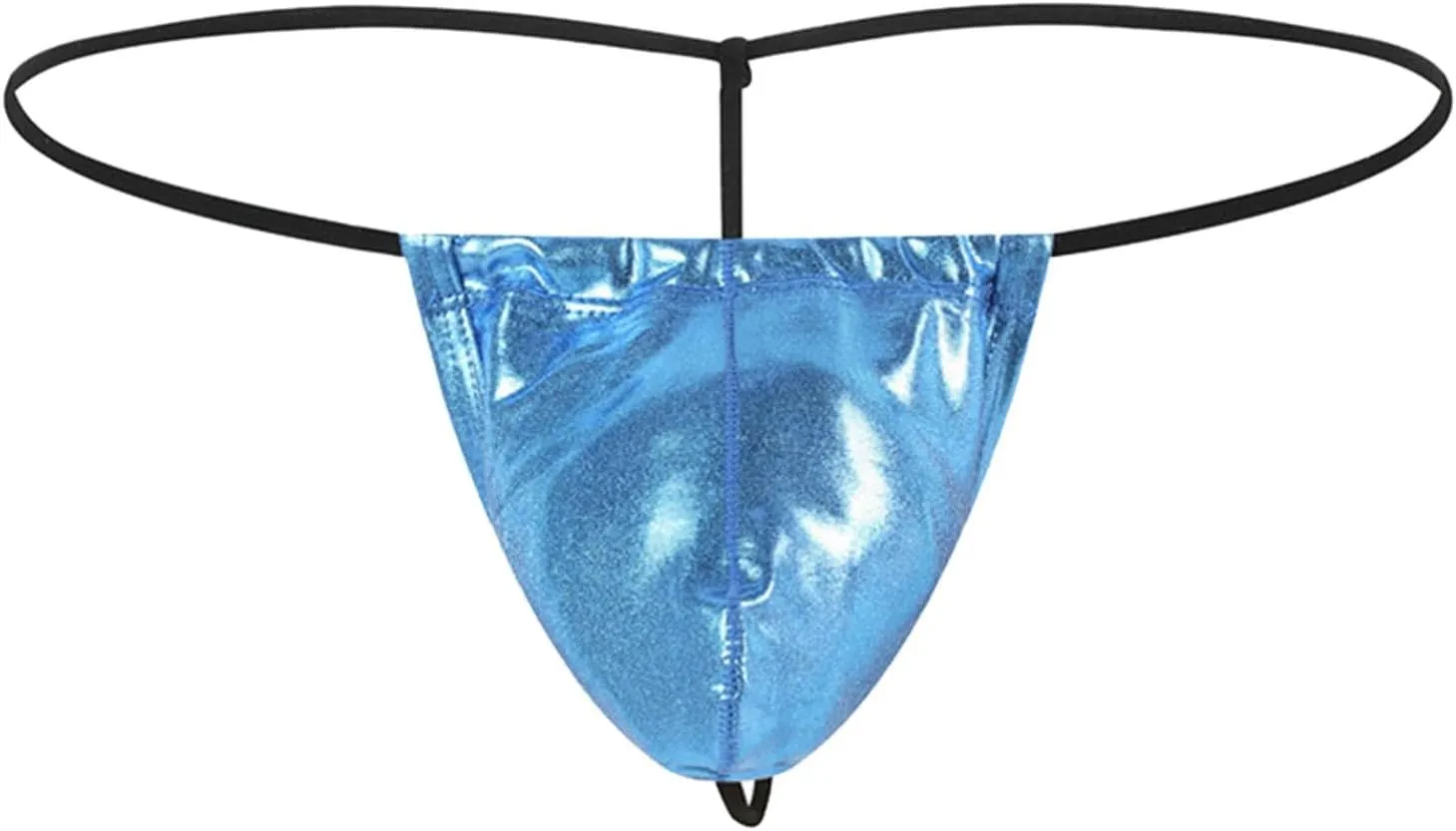 Men's Shiny Metallic Fashion Faux Leather Thongs Low Rise G-String Bikini Underwear Briefs Butt-Flaunting Bulge Pouch Thong