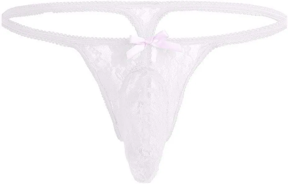 Men's Sissy Pouch Lace G-String Thongs Panties Sheer T-Back Briefs Underwear Nightwear Lingerie Underwear