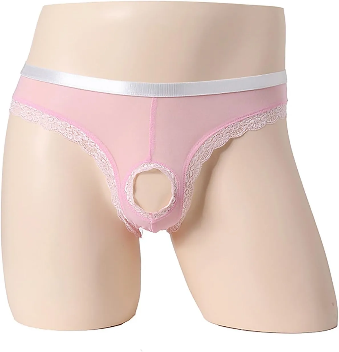 Men's Sissy Thong Lingerie Sexy Cut Out Sheer Mesh Bikini Briefs Lace Tirm Bulge G-String Underwear