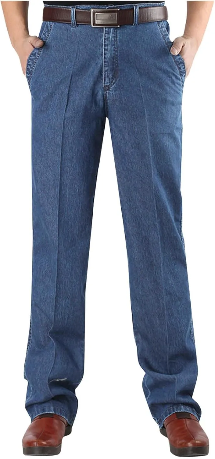 Men's Slim Fit Stretch Jeans Vintage Classic Denim Dress Pants Men Casual Work Jeans Pants Straight Leg Loose Fit