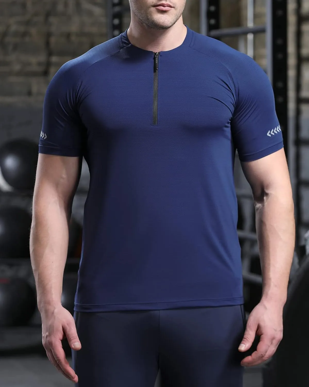 Mens Sport Shirts Short Sleeve Quick Dry Workout Running Gym T-Shirt Quick Dry Half Zip Athletic Sports T-Shirts