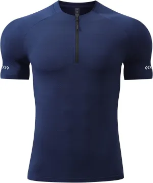 Mens Sport Shirts Short Sleeve Quick Dry Workout Running Gym T-Shirt Quick Dry Half Zip Athletic Sports T-Shirts