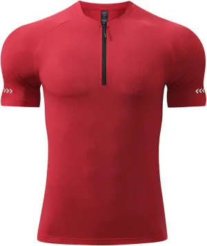 Mens Sport Shirts Short Sleeve Quick Dry Workout Running Gym T-Shirt Quick Dry Half Zip Athletic Sports T-Shirts