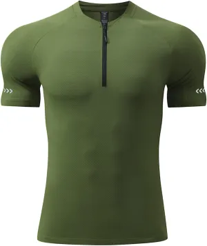 Mens Sport Shirts Short Sleeve Quick Dry Workout Running Gym T-Shirt Quick Dry Half Zip Athletic Sports T-Shirts