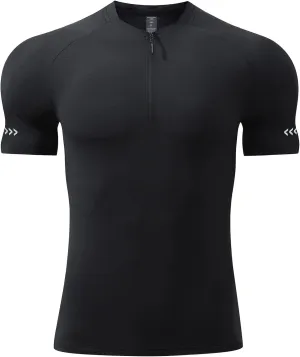 Mens Sport Shirts Short Sleeve Quick Dry Workout Running Gym T-Shirt Quick Dry Half Zip Athletic Sports T-Shirts