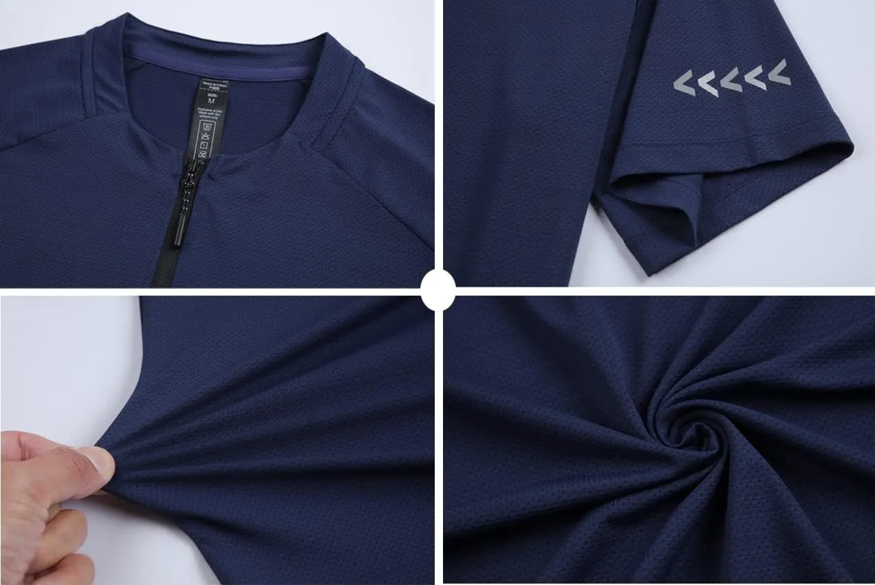 Mens Sport Shirts Short Sleeve Quick Dry Workout Running Gym T-Shirt Quick Dry Half Zip Athletic Sports T-Shirts