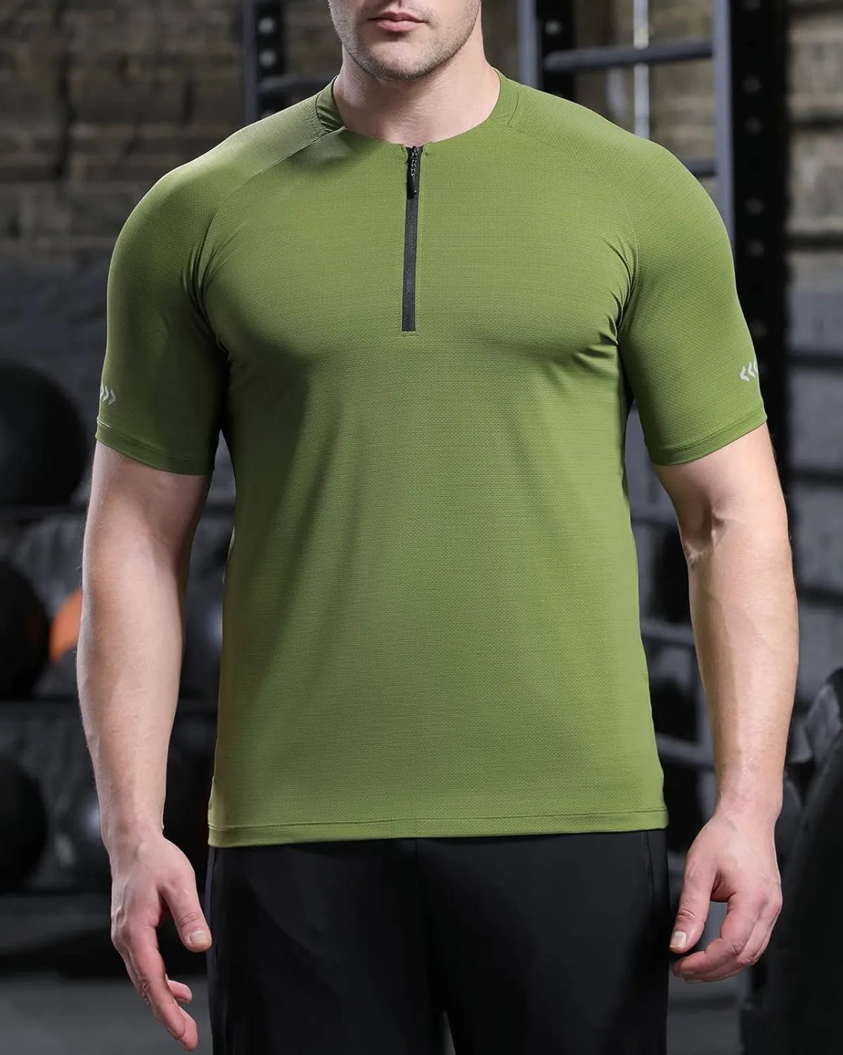 Mens Sport Shirts Short Sleeve Quick Dry Workout Running Gym T-Shirt Quick Dry Half Zip Athletic Sports T-Shirts
