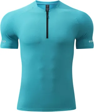 Mens Sport Shirts Short Sleeve Quick Dry Workout Running Gym T-Shirt Quick Dry Half Zip Athletic Sports T-Shirts