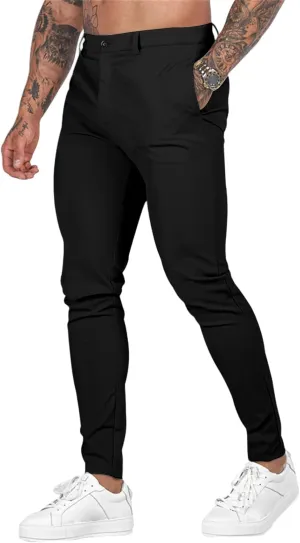 Men's Stretch Dress Pants Slim Fit Suit Pants Fashion Flat Front Slacks Comfy Tapered Casual Pant for Business Travel