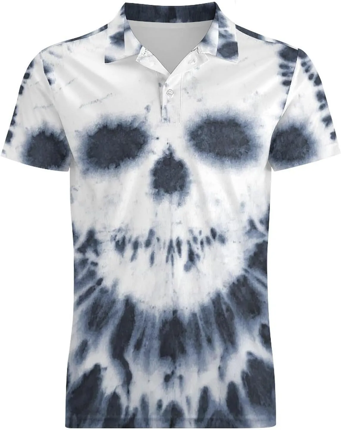 Men's Tie Dye with Skulls Polo Shirts Short Sleeve Cool Golf Shirt Quick-Dry Activewear Polos