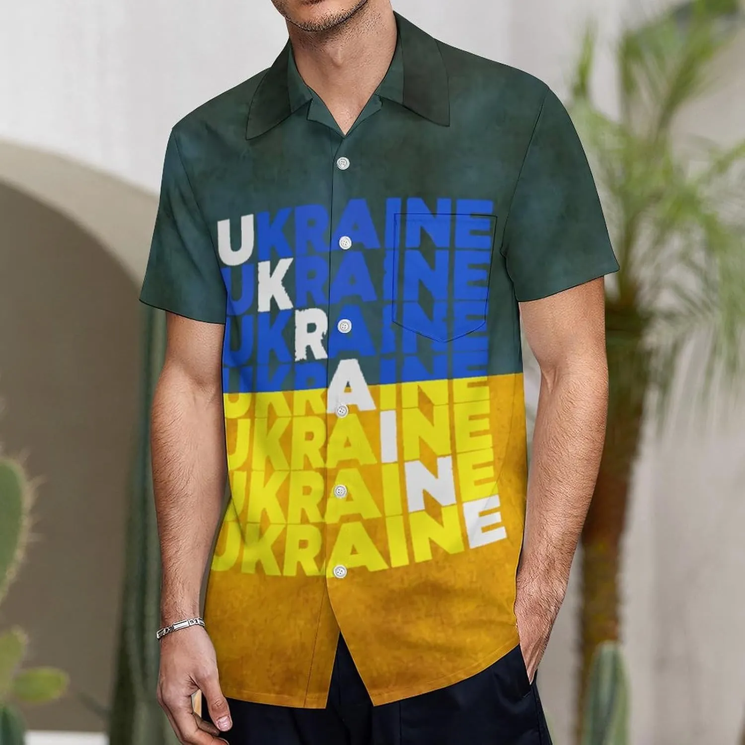 Men's Top Loose Turn Collar Short Sleeve Button Down Shirts Casual Shirt Blouses with Pocket