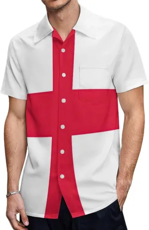 Men's Top Loose Turn Collar Short Sleeve Button Down Shirts Casual Shirt Blouses with Pocket