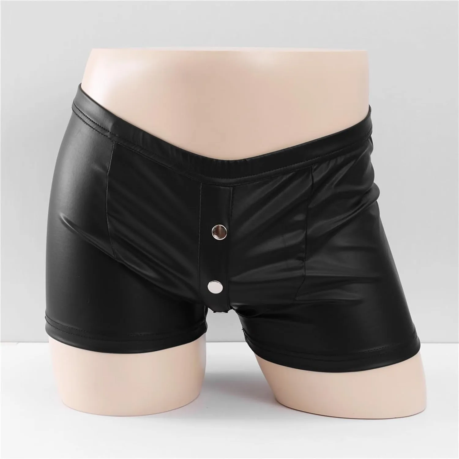 Men's Underwear Faux Leather Thong Underwear G-String with Pouch Butt-Flaunting Gym Low Rise Brief