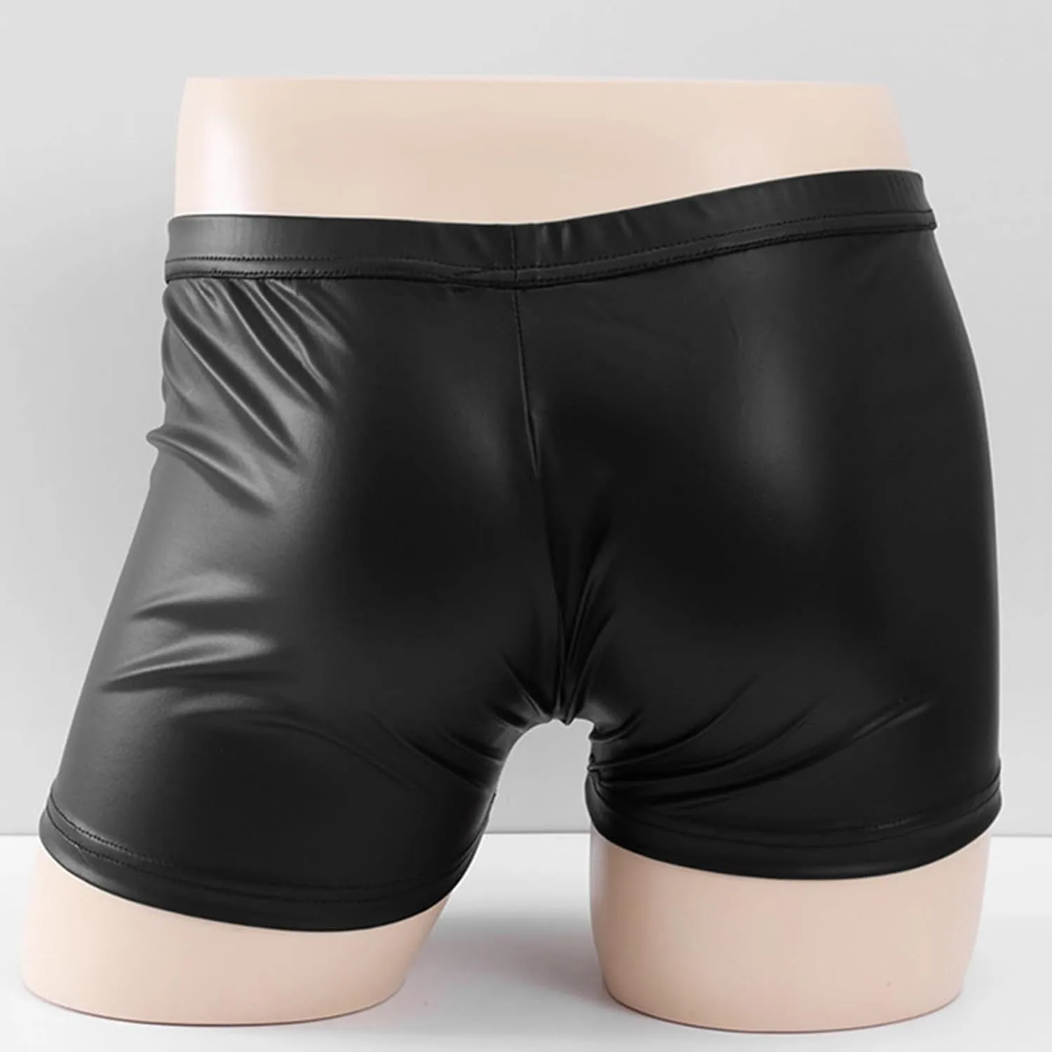 Men's Underwear Faux Leather Thong Underwear G-String with Pouch Butt-Flaunting Gym Low Rise Brief