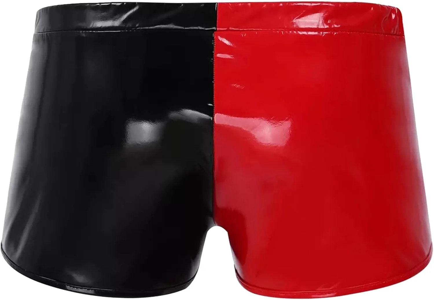 Men's Valentine's Briefs Shiny Metallic Rave Booty Shorts Hot Pants Red Black Low Waist Leather Dance Bottom