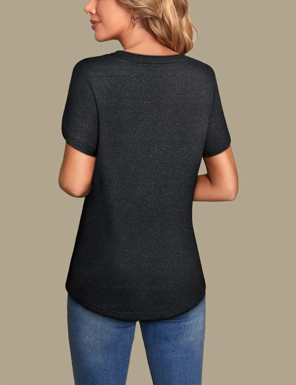 MISS FORTUNE Womens V-Neck Short Sleeve Activewear T-Shirt Petal Sleeve Casual Athletic Moisture Wicking Fitness Tops