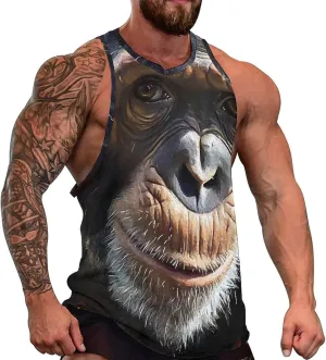 Monkey Face Men's Activewear Tank Tops Gym Sleeveless Muscle T Shirts Workout Tees Vest