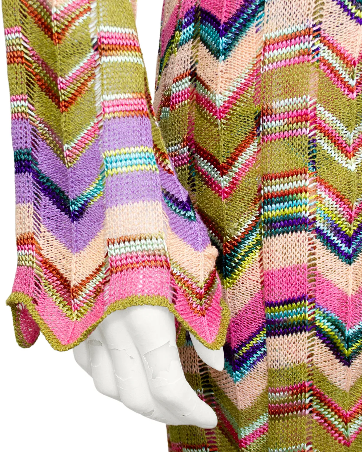Multi Colour Knit Chevron Dress and Long Cardigan