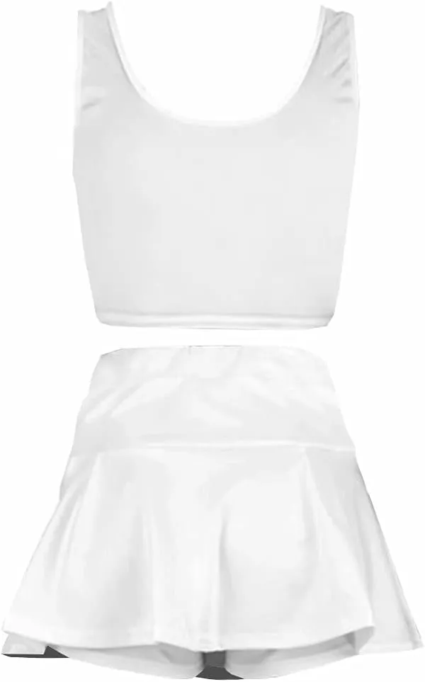 Neyaolk Womens Casual Outfits Athletic Activewear - Fitted Sleeveless Crop Top Pleated Tennis Skorts Skirts Set Tracksuit