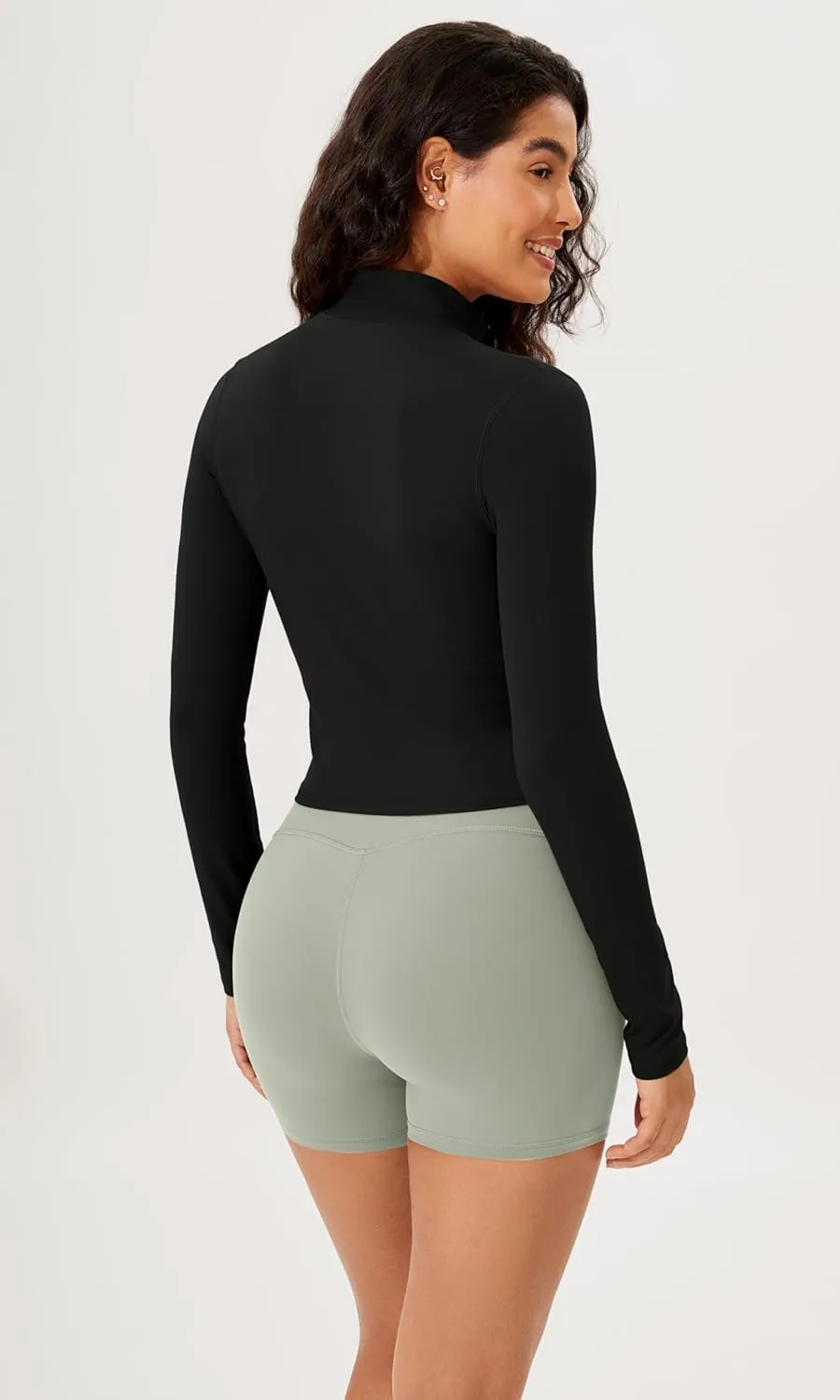 ODODOS Women's Cloud Feeling Athletic Jacket Full Zip Mock Neck Long Sleeve Lightweight Workout Cropped Top