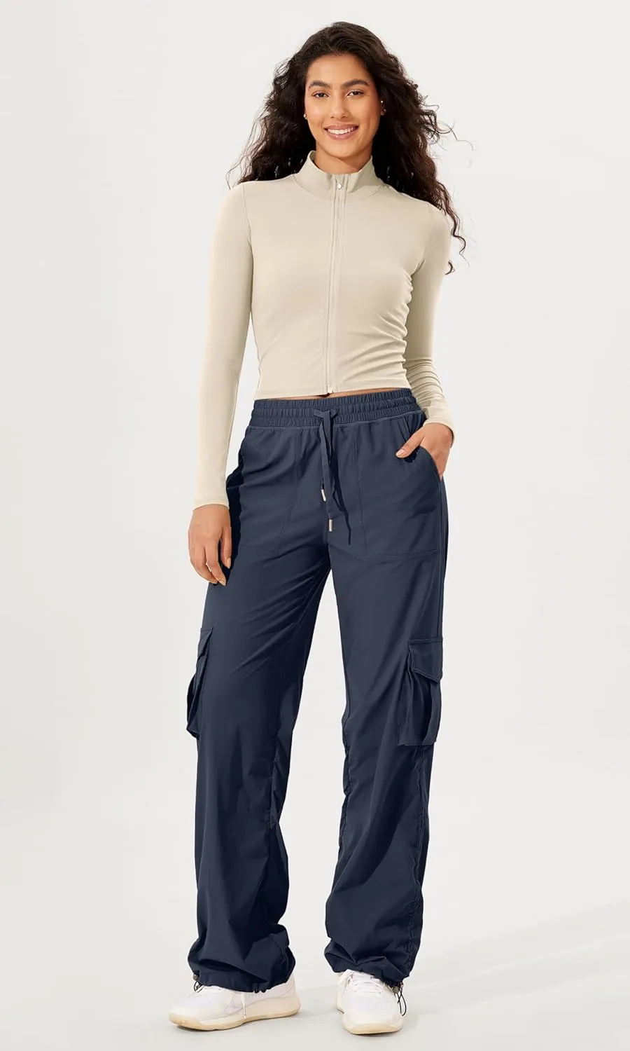 ODODOS Women's Cloud Feeling Athletic Jacket Full Zip Mock Neck Long Sleeve Lightweight Workout Cropped Top